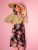 Vacation Swing Skirt in Black Vintage Floral