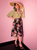 Vacation Swing Skirt in Black Vintage Floral