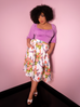 Vacation Swing Skirt in White Vintage Floral