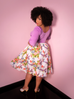 Vacation Swing Skirt in White Vintage Floral