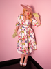 Vacation Swing Skirt in White Vintage Floral
