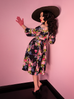 Vacation Swing Skirt in Black Vintage Floral