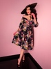 Vacation Swing Skirt in Black Vintage Floral