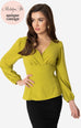 Micheline Pitt For Unique Vintage Chartreuse Long Sleeve Tyrell Blouse - Natasha Marie Clothing