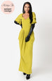 Micheline Pitt For Unique Vintage 1940s Style Chartreuse Zhora Hooded Gown (XS and 5XL ONLY)