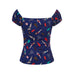 Dolores Top in Paper Pinup Doll Print (XXS and XS ONLY) - Natasha Marie Clothing