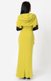Micheline Pitt For Unique Vintage 1940s Style Chartreuse Zhora Hooded Gown (XS and 5XL ONLY)