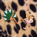 Martini Girl Lapel Pin Brown