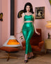 Bombshell High Waist Lurex Pants in Green (S and L ONLY)