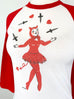 Dagger Devil Raglan T-Shirt in White/Red Unisex Body (M, XL and 2XL)